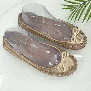 Marc By Marc Jacobs Gold Leather Women's Slip On Round Toe Ballet Flats Sz 38.5